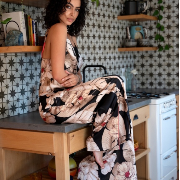 Midnight Bakery Women's 2-Pc. Printed Satin Pajamas Set - Black - Picture 4 of 4